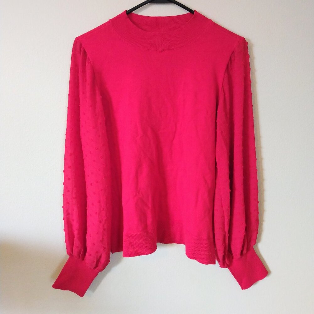 CeCe Red Long Sleeve Mock Neck Sweater Size S
